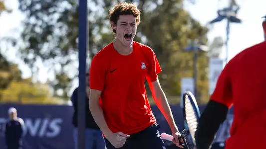 Dominique Rolland - TUCSON, ARIZ. —Men’s Tennis vs. NAU at Robson Tennis Center March 3, 2023.
Photo by Madison Farwell / Arizona Athletics