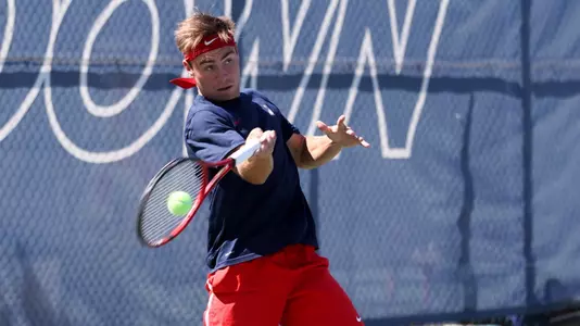 - TUCSON, ARIZ. — Men’s Tennis vs New Mexico State at LaNelle Robson Tennis Center March 25, 2023.
Photo by Catherine Regan / Arizona Athletics