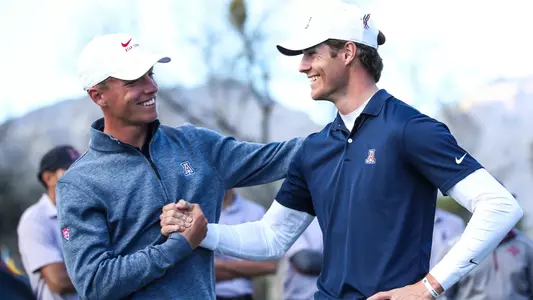Tiger Christensen, Chase Sienkiewicz - TUCSON, ARIZ. -- Men’s Golf competes in The Arizona Thunderbirds Intercollegiate at Tucson Country Club.
Jan. 31, 2023.
Photo by Rebecca Sasnett / Arizona Athletics