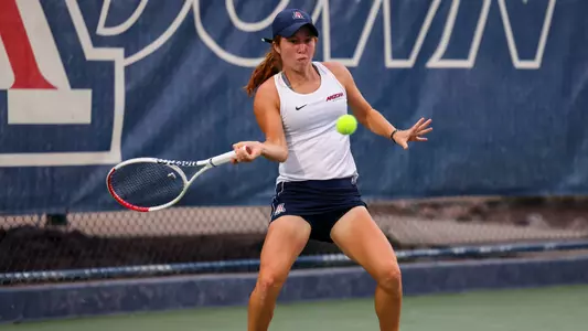 Kayla Wilkins - TUCSON, ARIZ. —Women’s Tennis vs. NMSU at Robson Tennis Center March 14, 2023.
Photo by Madison Farwell / Arizona Athletics