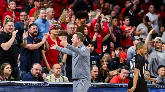 head coach Tommy Lloyd — TUCSON, ARIZ. -- Men’s Basketball vs. Colorado at McKale Center.
Feb. 18, 2023.
Photo by Isaiah Willhoite / Arizona Athletics