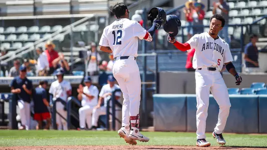 Kiko Romero (12), Chase Davis (5) - TUCSON, ARIZ. -- Baseball vs USC game 1 at Hi Corbett Field.
May 19, 2023.
Photo by Rebecca Sasnett / Arizona Athletics