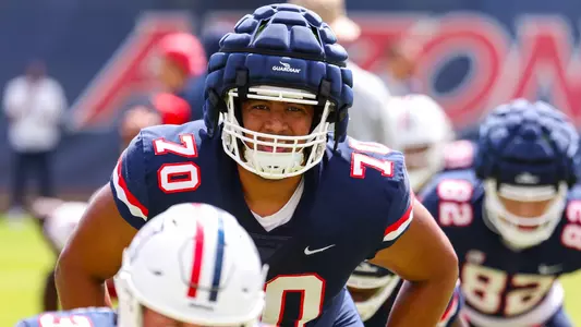 offensive lineman Zarius Wells (70) -TUCSON, ARIZ. -- FB Fall Practice Day 5
Aug. 7, 2023.
Photo by Marison Bilagody / Arizona Athletics
