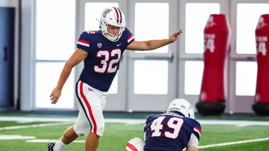 punter Cash Peterman (32), punter Jordan Forbes (49) - TUCSON, ARIZ. -- Football Fall Camp, day 6.
Aug. 8, 2023.
Photo by Mike Christy / Arizona Athletics