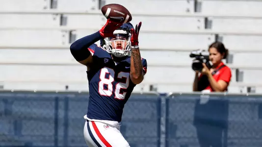 wide receiver Dorian Thomas (82) - TUCSON, ARIZ. -- Football Scrimmage #1 at the Arizona Stadium
Aug. 12, 2023.
Photo by Catherine Regan / Arizona Athletics