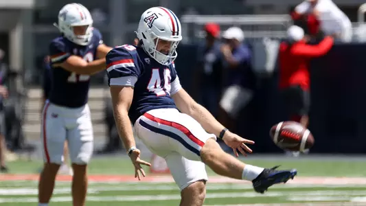 punter Jordan Forbes (49) - TUCSON, ARIZ. -- Football Scrimmage #1 at the Arizona Stadium
Aug. 12, 2023.
Photo by Catherine Regan / Arizona Athletics