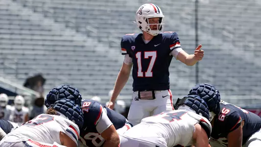 quarterback Brayden Dorman (17) - TUCSON, ARIZ. -- Football Scrimmage #1 at the Arizona Stadium
Aug. 12, 2023.
Photo by Catherine Regan / Arizona Athletics