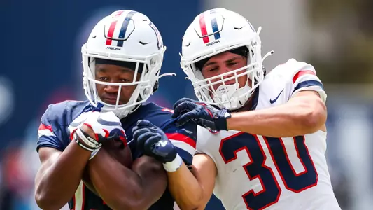 safety Jax Stam (30), wide receiver Jaden Clark (13) - TUCSON, ARIZ. -- Football fall practice #11 at Dick Tomey Fields.
Aug. 15, 2023.
Photo by Rebecca Sasnett / Arizona Athletics