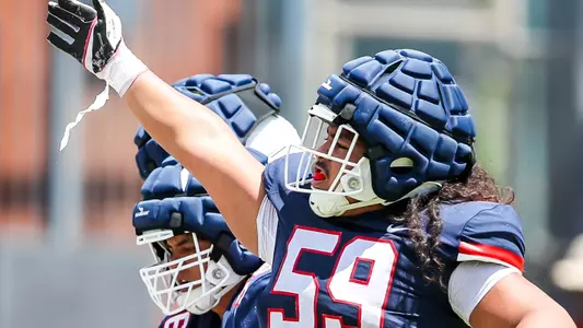 offensive lineman Rhino Tapa'atouati (59) - TUCSON, ARIZ. -- Football fall practice #11 at Dick Tomey Fields.
Aug. 15, 2023.
Photo by Rebecca Sasnett / Arizona Athletics