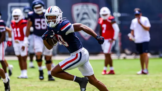wide receiver Malachi Riley (10) - TUCSON, ARIZ. —Football Practice Aug. 15, 2023.
Photo by Madison Farwell / Arizona Athletics