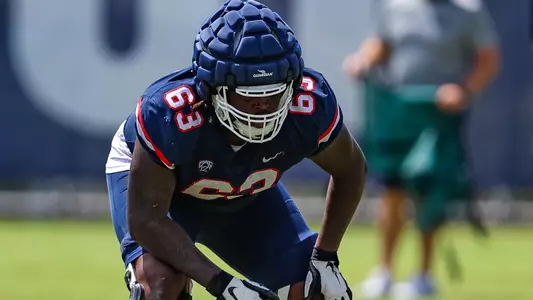 offensive lineman Elijha Payne (63) -TUCSON, ARIZ. -- Football Fall Camp Day 12
Aug. 16, 2023.
Photo by Marison Bilagody / Arizona Athletics