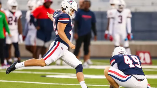 punter Cash Peterman (32), punter Jordan Forbes (49) - TUCSON, ARIZ. -- Football mock game practice at Arizona Stadium.
Aug. 19, 2023.
Photo by Rebecca Sasnett / Arizona Athletics