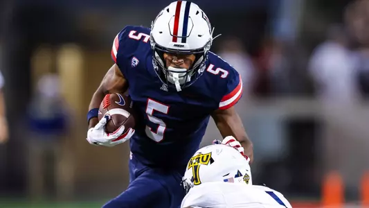 wide receiver Montana Lemonious-Craig (5) - TUCSON, ARIZ. -- Football vs. Northern Arizona University at Arizona Stadium.
Sept. 2, 2023.
Photo by Mike Christy / Arizona Athletics