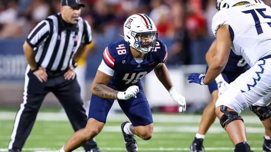 defensive lineman Orin Patu (48) - TUCSON, ARIZ. -- Football vs. Northern Arizona University at Arizona Stadium.
Sept. 2, 2023.
Photo by Mike Christy / Arizona Athletics