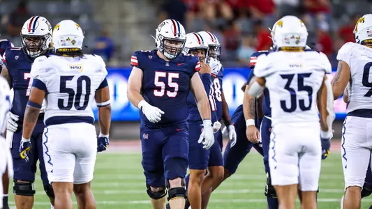offensive lineman JT Hand (55) - TUCSON, ARIZ. -- Football vs. Northern Arizona University at Arizona Stadium.
Sept. 2, 2023.
Photo by Mike Christy / Arizona Athletics