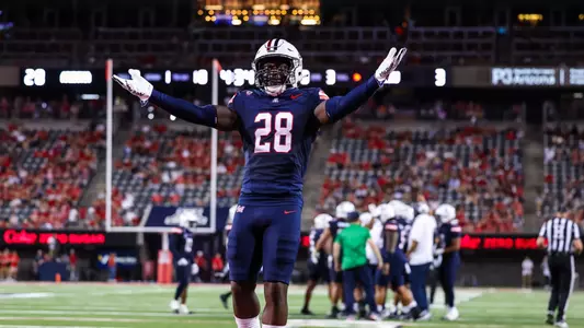 running back Nazar Bombata (28) - TUCSON, ARIZ. -- Football vs. Northern Arizona University at Arizona Stadium.
Sept. 2, 2023.
Photo by Mike Christy / Arizona Athletics