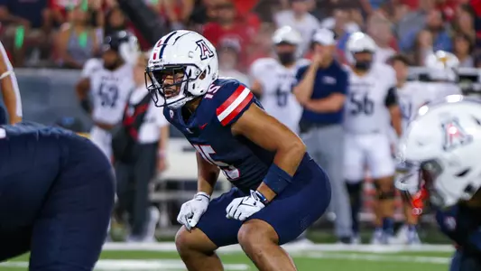 linebacker Daniel Heimuli (15) -TUCSON, ARIZ. -- Football vs NAU at Arizona Stadium.
Sept. 2, 2023.
Photo by Marison Bilagody / Arizona Athletics