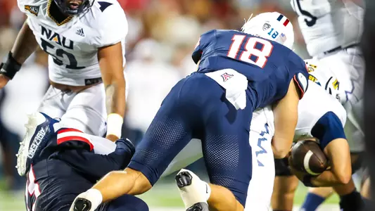 linebacker Kamuela Ka'aihue (18) - TUCSON, ARIZ. -- Arizona Football vs NAU at Arizona Stadium.
Sept. 2, 2023.
Photo by Rebecca Sasnett / Arizona Athletics