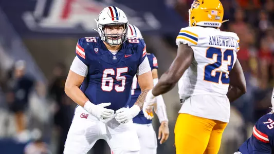 offensive lineman Leif Magnuson (65) - TUCSON, ARIZ. -- Football vs. UTEP at Arizona Stadium.
Sept. 16, 2023.
Photo by Mike Christy / Arizona Athletics
