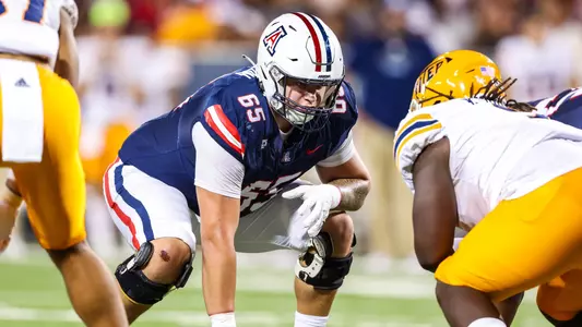 offensive lineman Leif Magnuson (65) - TUCSON, ARIZ. -- Football vs. UTEP at Arizona Stadium.
Sept. 16, 2023.
Photo by Mike Christy / Arizona Athletics