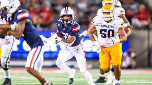 running back Rayshon Speedy Luke (21) - TUCSON, ARIZ. -- Football vs. UTEP at Arizona Stadium.
Sept. 16, 2023.
Photo by Mike Christy / Arizona Athletics