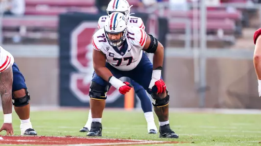 offensive lineman Jordan Morgan (77) - Stanford, CALIF. -- Football vs Stanford at Stanford Stadium.
Sept. 23, 2023.
Photo by Rebecca Sasnett / Arizona Athletics