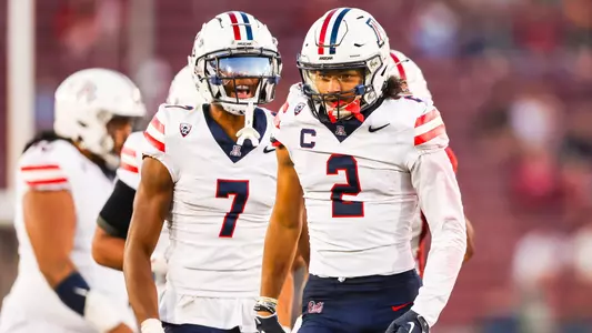 cornerback Treydan Stukes (2), cornerback Ephesians Prysock (7) - Stanford, CALIF. -- Football vs Stanford at Stanford Stadium.
Sept. 23, 2023.
Photo by Rebecca Sasnett / Arizona Athletics