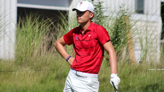 Tiger Christensen waits to hit a tee shot at the opening round of the 2023 Folds of Honor Collegiate
