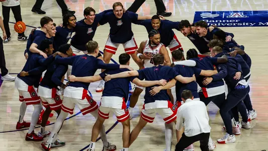 Jaden Bradley (0), Filip Borovicanin (1), Caleb Love (2), Pelle Larsson (3), Kylan Boswell (4), KJ Lewis (5), Oumar Ballo (11), Will Kuykendall (12), Henri Veesaar (13), Motiejus Krivas (14), Grant Weitman (15), Keshad Johnson (16), Paulius Murauskas (23), Luke Champion (24), Jackson Cook (30), Will Menaugh (33), Dylan Anderson (44), Conrad Martinez (55) - TUCSON, ARIZ. -- Men’s Basketball vs. Colorado.
Jan. 4, 2024.
Photo by Ary Frank / Arizona Athletics