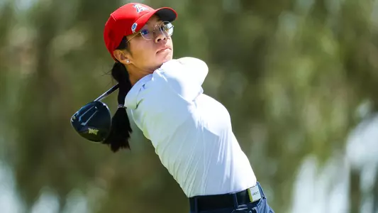 Lilas Pinthier - TEMPE, ARIZ. -- Women’s golf competes in round three of the Pac-12 Conference Championship at Papago Golf Club.
April 19, 2023.
Photo by Mike Christy / Arizona Athletics