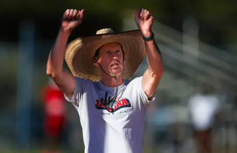 Dominic Johnson, pole vault coach - TUCSON, ARIZ. -- Track and Field competes in the intrasquad Red/White/Blue meet at Roy P. Drachman Stadium.
Dec. 8, 2023.
Photo by Mike Christy / Arizona Athletics