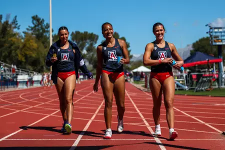 Malaya Abueg, Oli Clark, Olivia Dillon - TUCSON, ARIZ. -- Track and Field during the Arizona Spring Break Fiesta at
March 16, 2024.
Photo by Rebecca Sasnett / Arizona Athletics