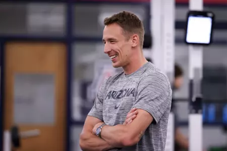 Dino Dodig - TUCSON, ARIZ. — Track and Field weight room practice at McKale Memorial Center Oct. 7, 2024.
Photo by Catherine Regan / Arizona Athletics
