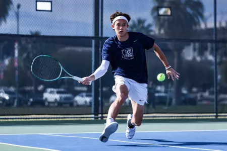 Jay Friend - TUCSON, ARIZ. -- Men’s Tennis vs. New Mexico State.
Feb. 25, 2024.
Photo by Ary Frank / Arizona Athletics
