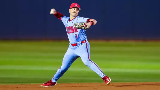 Garen Caulfield - TUCSON, ARIZ. -- Baseball vs. Northeastern, Game 1 at Hi Corbett Field.
Feb. 16, 2024.
Photo by Mike Christy / Arizona Athletics