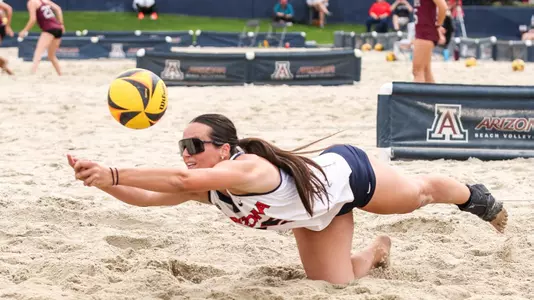 Grace Cook (45) — TUCSON, ARIZ. —Beach Volleyball vs. Missouri State at Bear Down Beach.
March 23, 2024.
Photo by Reagan Helfer / Arizona Athletics
