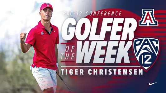 Tiger Christensen 2023-24 Pac-12 Golfer of the Week Graphic