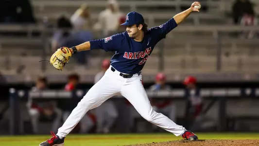 Jaeden Swanberg - TUCSON, ARIZ. -- Baseball vs. New Mexico at Hi Corbett Field.
April 2, 2024.
Photo by Mike Christy / Arizona Athletics