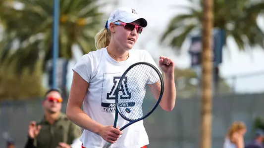 Lauren Friedman - TUCSON, ARIZ. -- Women’s Tennis vs. BYU at Lanelle Robson Tennis Center.
Jan. 19, 2024.
Photo by Mike Christy / Arizona Athletics