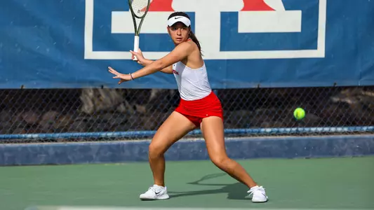 Belen Nevenhoven - TUCSON, ARIZ. -- Women’s Tennis vs. BYU at Lanelle Robson Tennis Center.
Jan. 19, 2024.
Photo by Mike Christy / Arizona Athletics