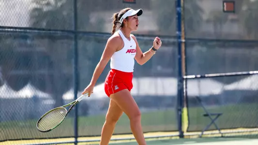 Belen Nevenhoven - TUCSON, ARIZ. -- Women’s tennis vs. California at Lanelle Robson Tennis Center.
March 8, 2024.
Photo by Mike Christy / Arizona Athletics