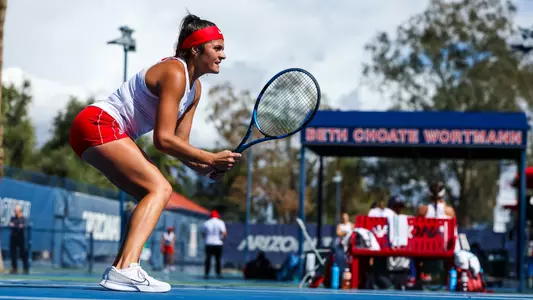 Brandelyn Fulgenzi - TUCSON, ARIZ. -- Women’s tennis vs. California at Lanelle Robson Tennis Center.
March 8, 2024.
Photo by Mike Christy / Arizona Athletics