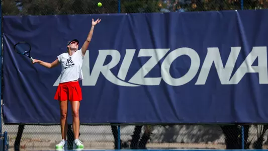 Lauren Friedman - TUCSON, ARIZ. -- Women’s tennis vs. California at Lanelle Robson Tennis Center.
March 8, 2024.
Photo by Mike Christy / Arizona Athletics