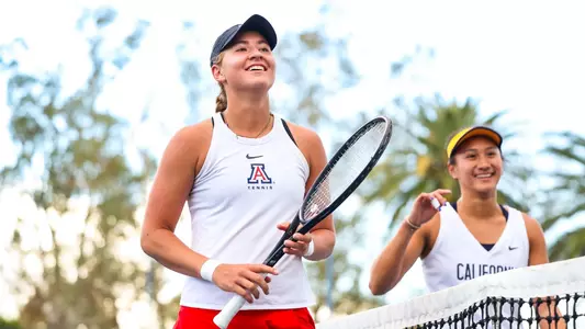 Martyna Ostrzygalo - TUCSON, ARIZ. -- Women’s tennis vs. California at Lanelle Robson Tennis Center.
March 8, 2024.
Photo by Mike Christy / Arizona Athletics