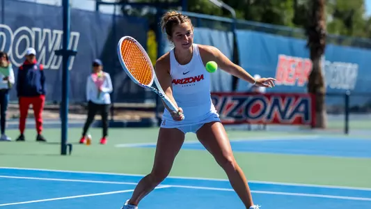 Karissa Ghigiarelli - TUCSON, ARIZ. —Women’s Tennis vs Washington State at LaNelle Robson Tennis Center
April 6, 2024.
Photo by Rebecca Sasnett / Arizona Athletics