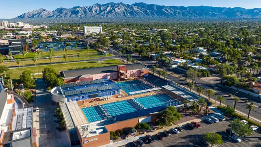 TUCSON, ARIZ. -- Drone flight over campus area. Oct. 10, 2022. Photo by Mike Christy / Arizona Athletics