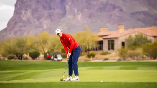 Julia Misemer - GOLD CANYON, ARIZ. -- Women’s Golf competes in the 2024 Match in the Desert at Superstition Mountain Golf and Country Club.
Jan. 22, 2024.
Photo by Mike Christy / Arizona Athletics