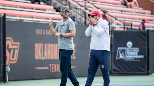 Clancy Shields, Alex Free - STILLWATER, OKLA. -- Colton Smith of Arizona Men’s Tennis vs Murphy Cassone of Arizona State University during the Elite 8 of the NCAA Division 1 Singles Tournament at Michael and Anne Greenwood Tennis Center
May 23, 2024.
Photo by Rebecca Sasnett / Arizona Athletics