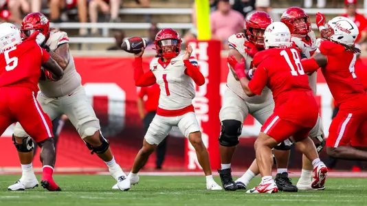 quarterback Noah Fifita (1) - HOUSTON, TEXAS -- Football vs Houston at TDECU Stadium
Oct. 18, 2025.
Photo by Rebecca Sasnett / Arizona Athletics