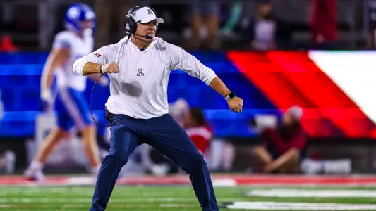 Danny Gonzales, defensive coordinator — TUCSON, ARIZ. -- Football vs. BYU at Arizona Stadium.
Oct. 11, 2025.
Photo by Mike Christy / Arizona Athletics